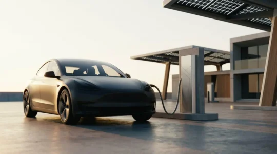 Modern electric vehicle battery pack with advanced thermal management system in optimal operating environment